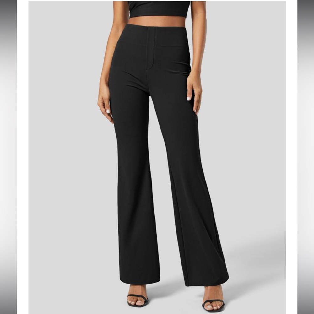 Halara NWT Black Flex Flare High Waisted Back Pocket Pull On Work Regular Pants